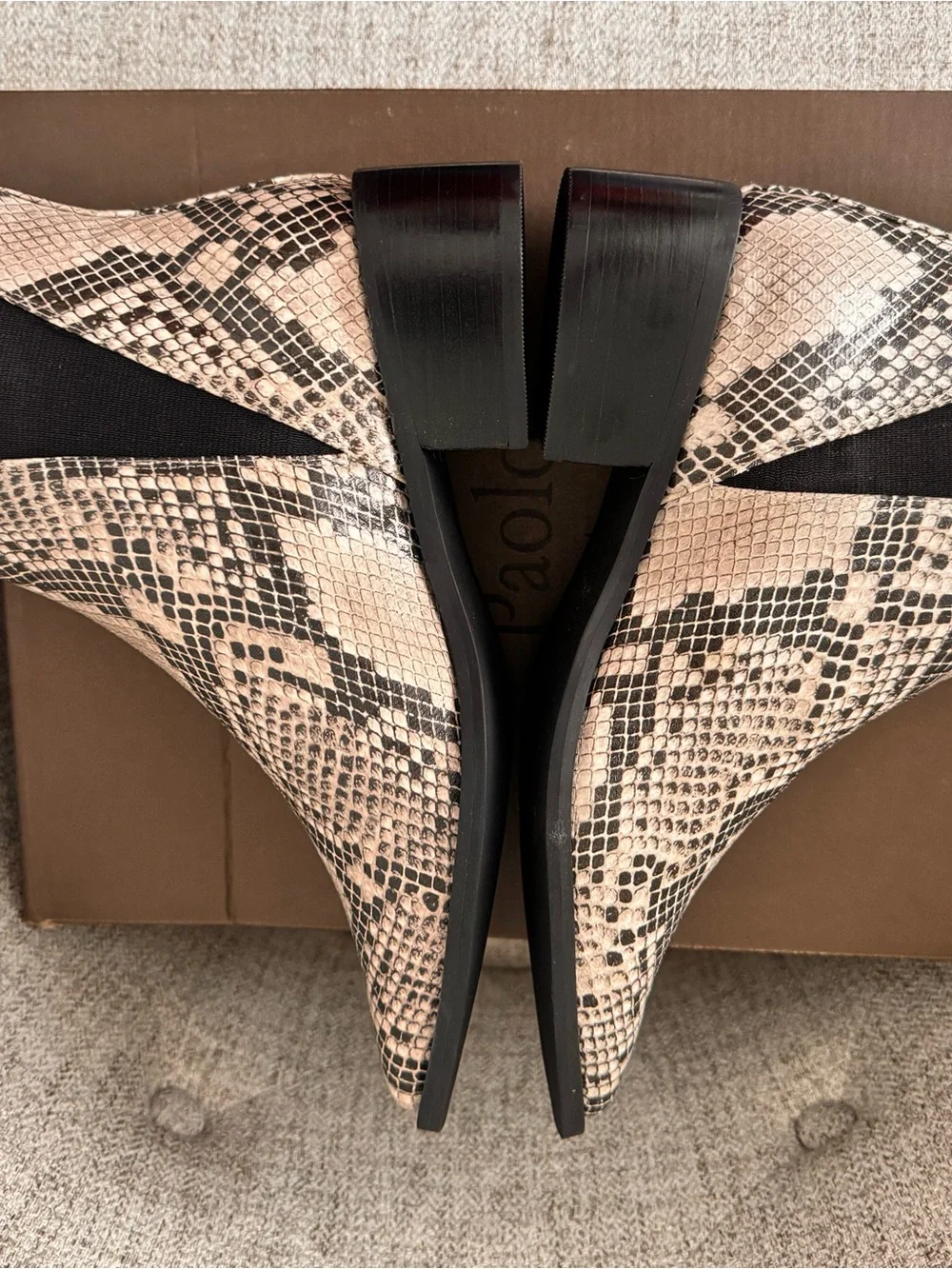 Linea Paolo Vera boots Snake Print in Beige and Black size 7 NEW
